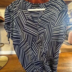 Navy and White Striped Women's Blouse